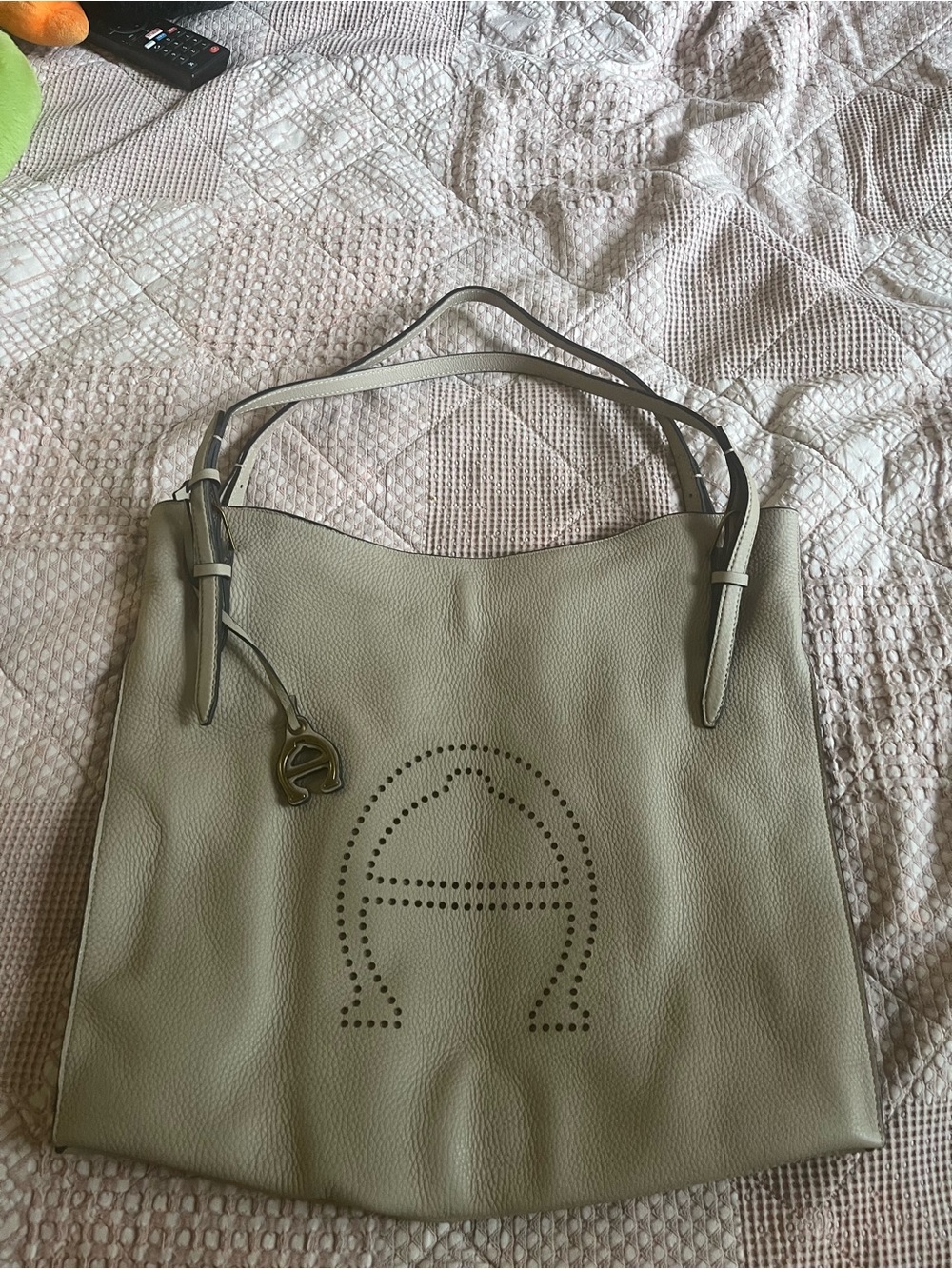 Etienne Aigner Leather Tote Bag in Light Taupe